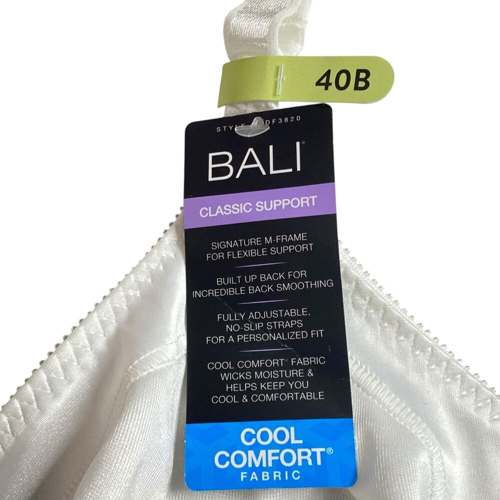 Bali DF3820 Bra Double Support Wirefree Full Coverage Size 40B White NWT 3820 - Picture 12 of 13
